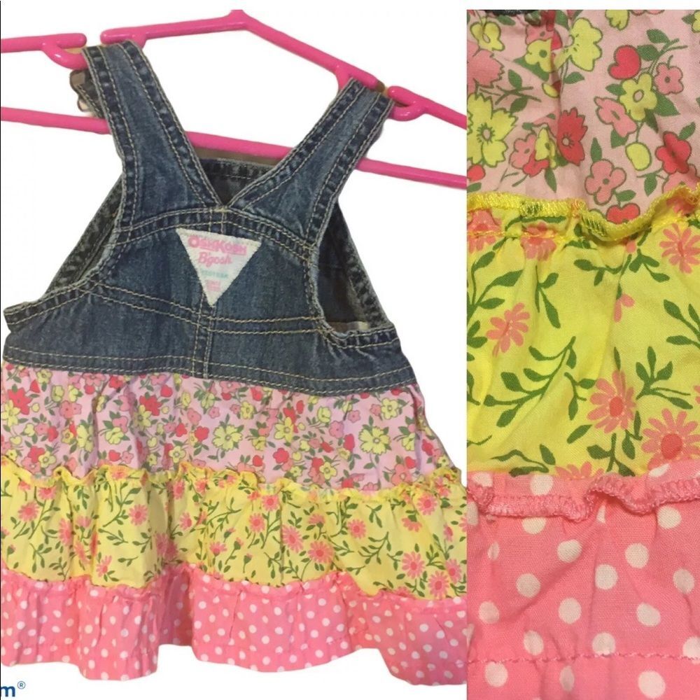 Vintage Osh Kosh B Gosh Vestbak Floral Dress Girls